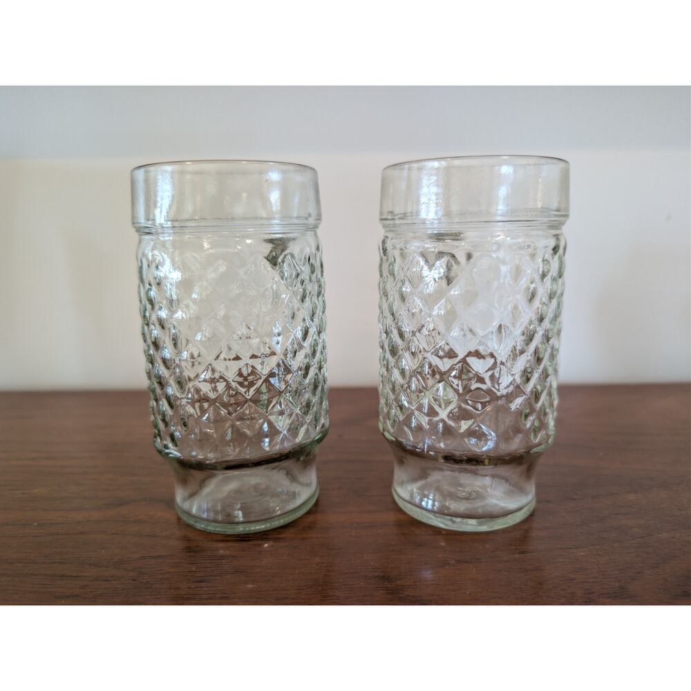 Vintage Anchor Hocking Quilted Diamond Pattern Beer Mugs Set of 2 - Picture 4 of 7